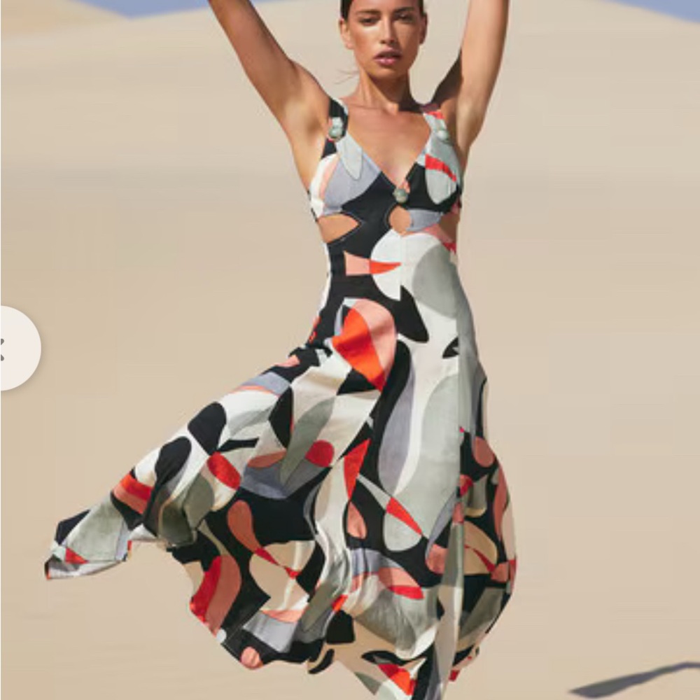 Abstract Print Sleeveless Dress